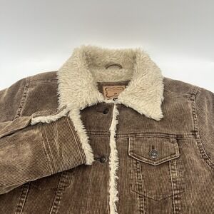 BKE Buckle Corduroy Jacket Mens M Sherpa Lined Trucker Western Rodeo Cowboy LS